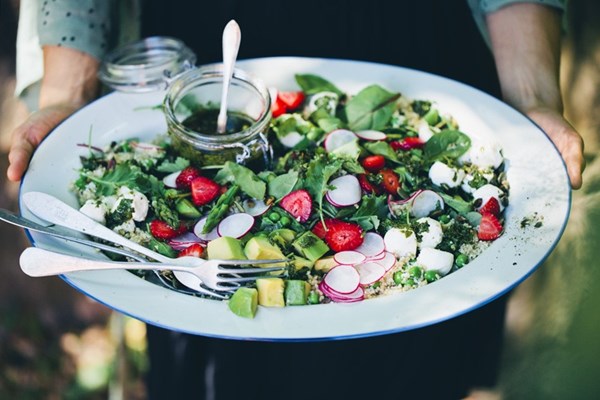 Epic summer salad [quinoa & cauliflower salad with labneh; homemade labneh]