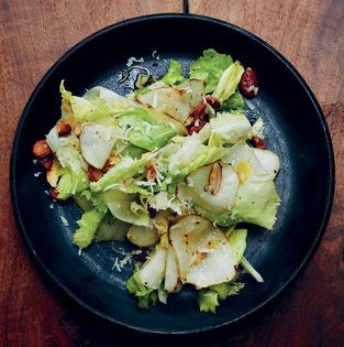 Escarole & sunchoke salad with smoked almonds & preserved lemon