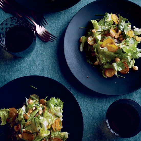 Escarole and golden beet salad with toasted hazelnuts