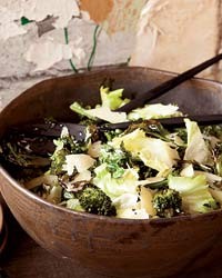 Escarole and roasted broccoli salad with anchovy dressing