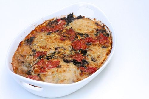 Escarole, kale, white bean and tomato lasagna