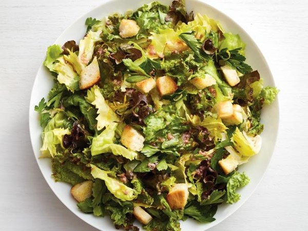 Escarole salad with anchovy-garlic dressing