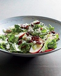 Escarole salad with apples, blue cheese and pecans