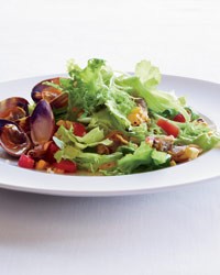 Escarole salad with clams and grilled corn