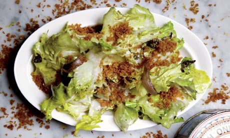 Escarole salad with creamy anchovy dressing