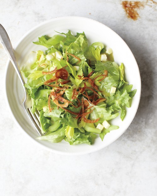 Escarole salad with crispy shallots