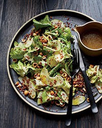 Escarole salad with red quinoa and hazelnuts