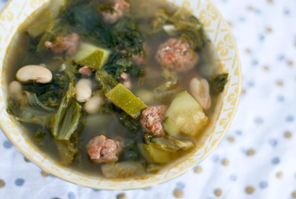 Escarole soup with zucchini and Italian sausage
