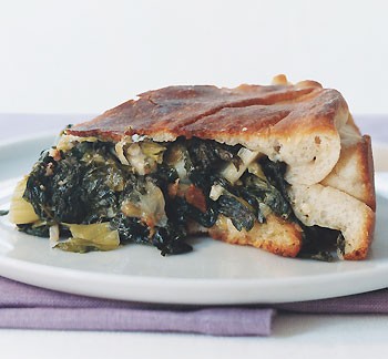 Escarole-stuffed pizza