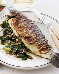 Escarole-stuffed seared trout