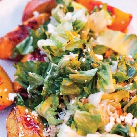 Escarole with nectarines and ricotta salata