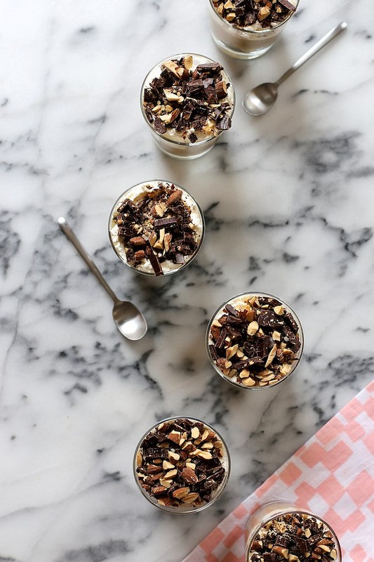 Espresso, almond, and Ghirardelli dark chocolate pudding cups