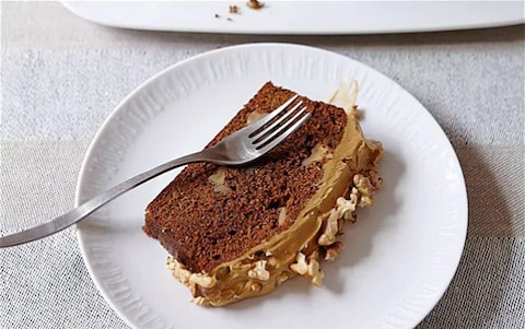 Espresso and walnut loaf cake with brown butter icing