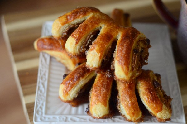 Espresso bear claws with chocolate chips