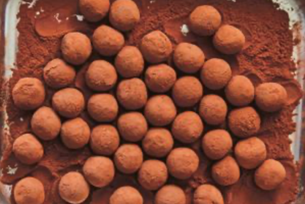Espresso chocolate truffles with honey and vanilla