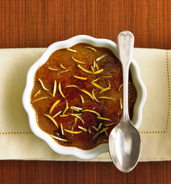 Espresso crème brûlée with a twist of lemon