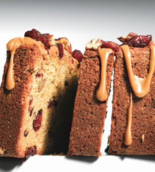 Espresso pound cake with cranberries and pecans