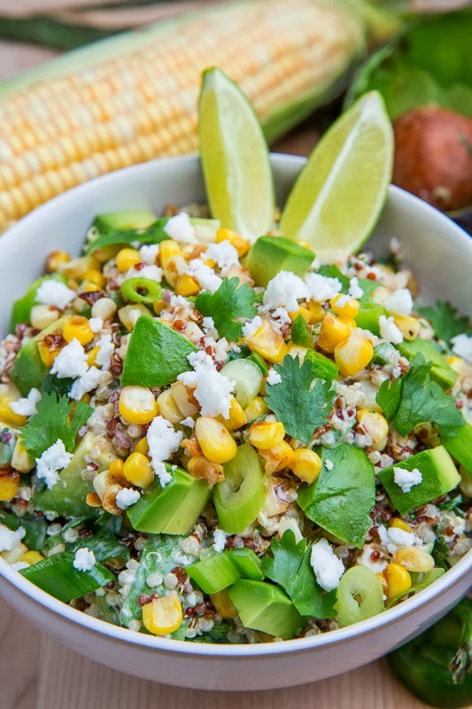 Esquites quinoa salad with avocado