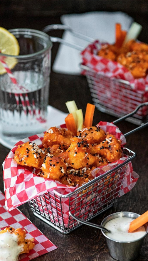 Everything Buffalo cauliflower bites