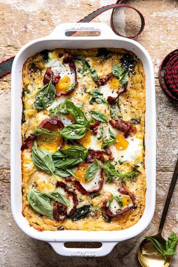 Everything cheesy potato and egg casserole