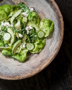 Everything green salad with green goddess dressing