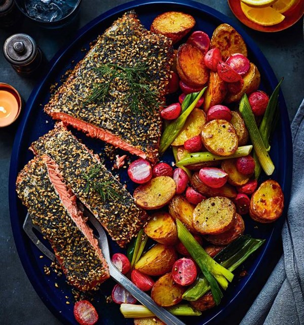 'Everything seasoning' salmon roast