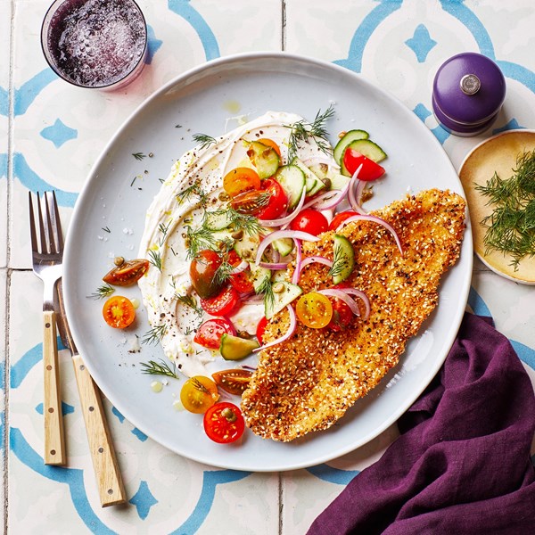 Everything-spice fish with tomato salad 