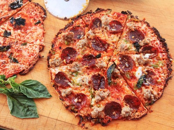 Extra-crispy bar-style tortilla pizza supreme