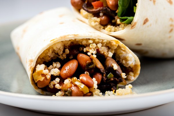 Extra-stuffed veggie burritos