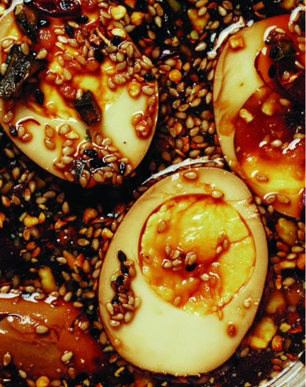 Extremely addicting soy sauce-marinated eggs with rice