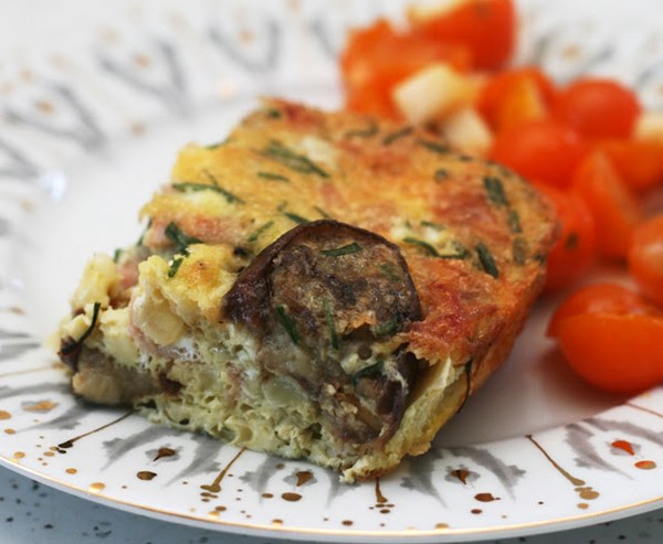 Fairytale eggplant capicola baked frittata 