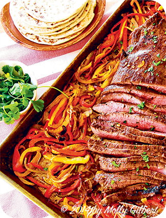 Fajita flank steak with peppers & onion
