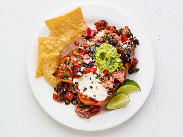 Fajita-stuffed sweet potatoes 