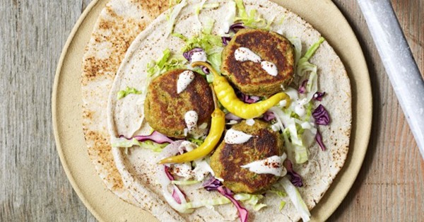 Falafel flatbreads with tahini sauce