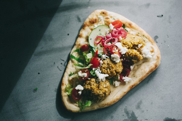 Falafel sandwiches with tahini sauce