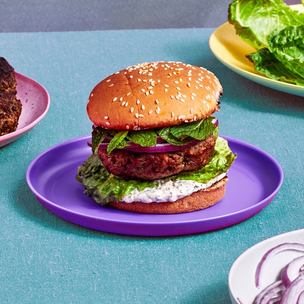Falafel-spiced turkey burgers 