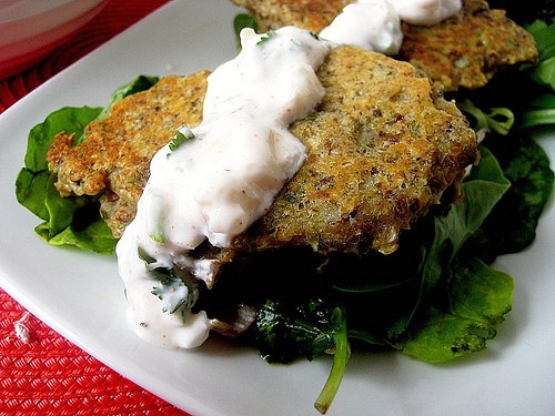 Falafel with cilantro-yogurt sauce