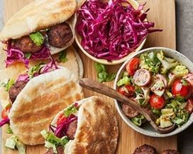 Falafel with tahini-dressed salad & pickled cabbage