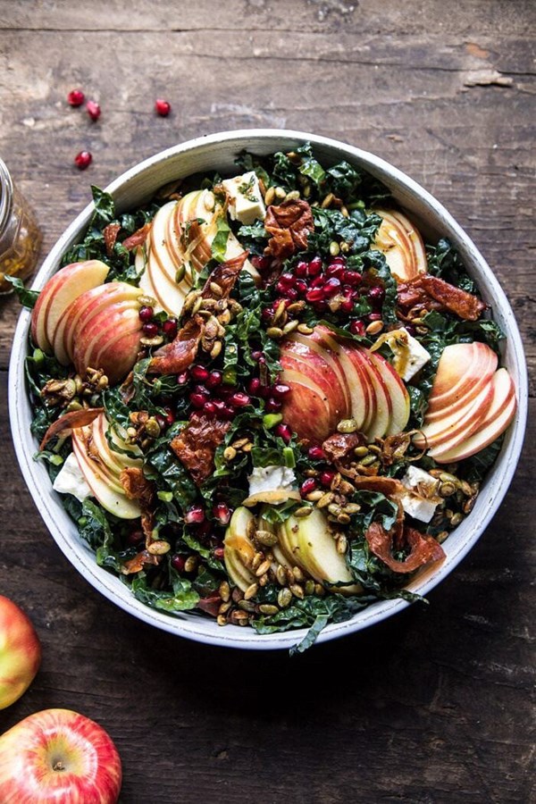 Fall harvest Honeycrisp apple and kale salad
