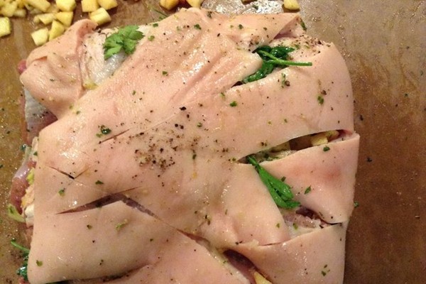 Fall herb apple porchetta