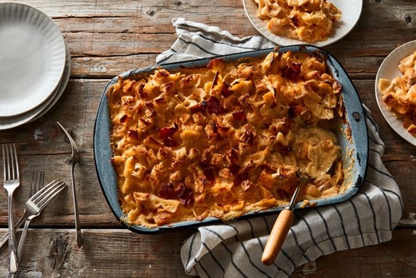 Fall mac & cheese with butternut squash & bacon 
