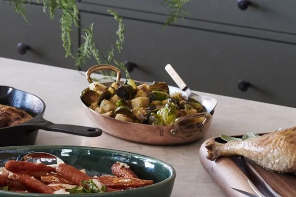 Fall panzanella with Brussels sprouts & apple