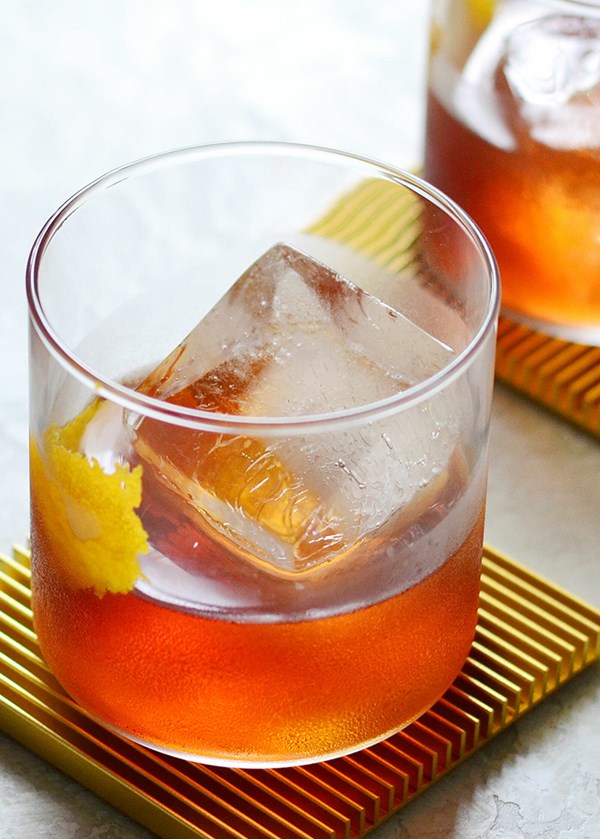 Fall-spiced old fashioned cocktail