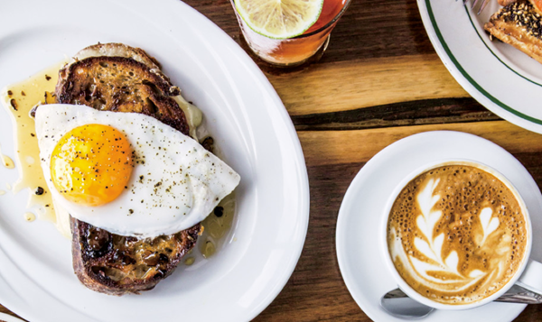 Fancy grilled cheese with a fried egg