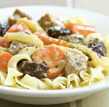Fancy pork stew with fennel and prunes