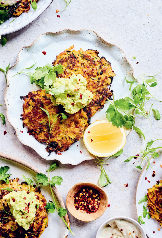 Fantastic fritters with smashed avo