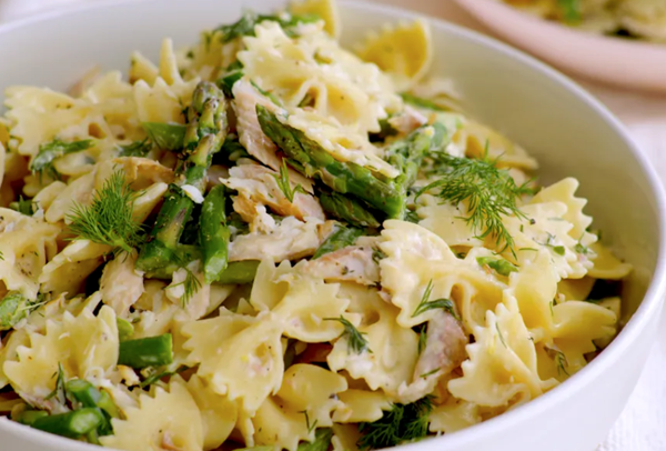 Farfalle with smoked trout & lemony crème fraîche