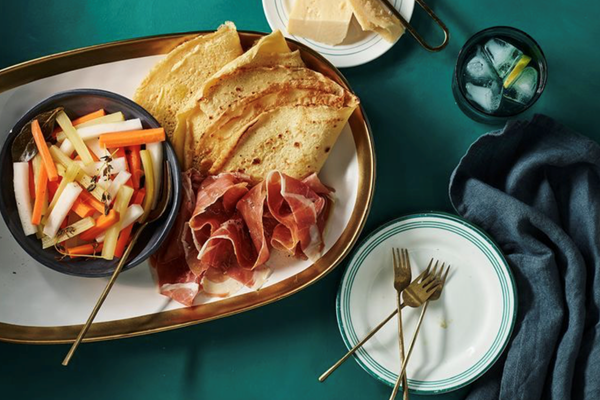Farinata, giardiniera pickles, pecorino and prosciutto