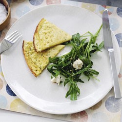 Farinata with goat's cheese, rocket and smoked paprika vinaigrette