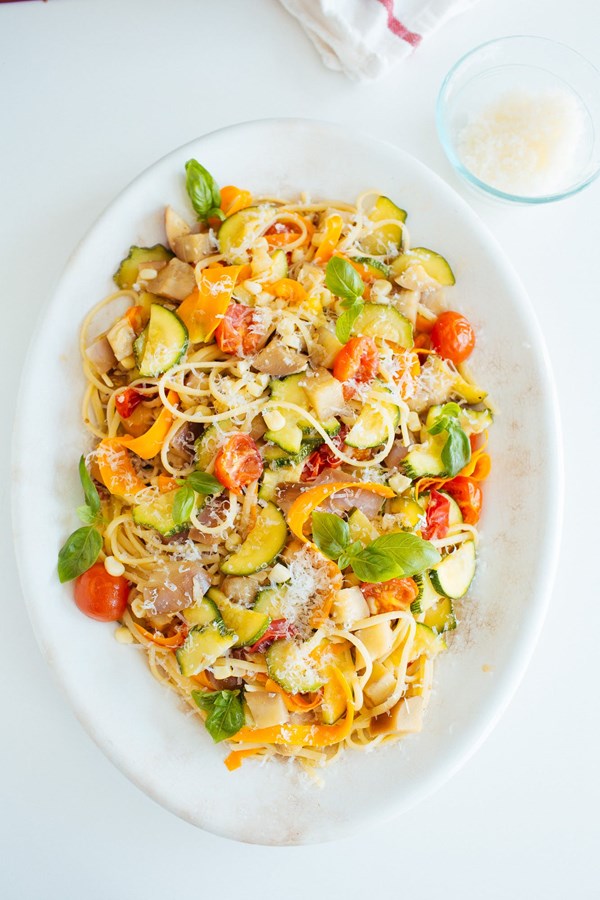 Farmers market pasta dinner